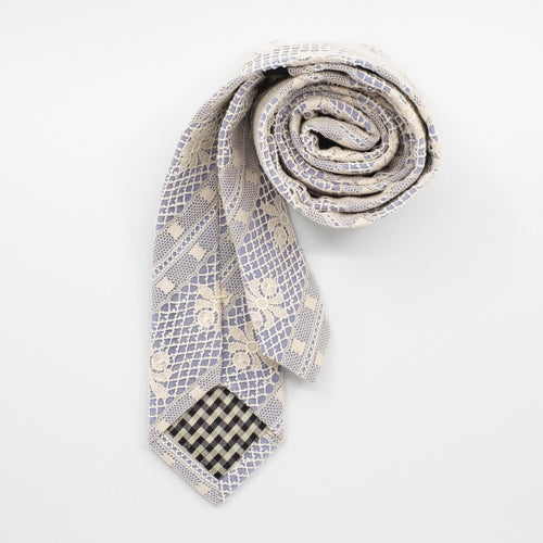 Soft Blue / Ecru Crest Lace Tie