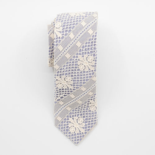 Soft Blue / Ecru Crest Lace Tie