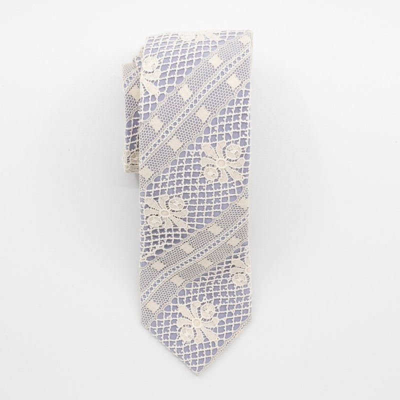 Soft Blue / Ecru Crest Lace Tie