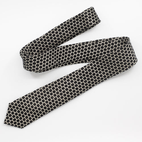 Black Honeycomb Wool / Silk Tie