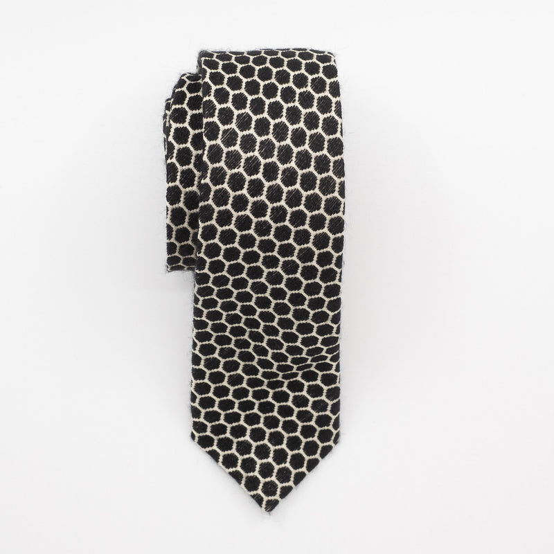 Black Honeycomb Wool / Silk Tie